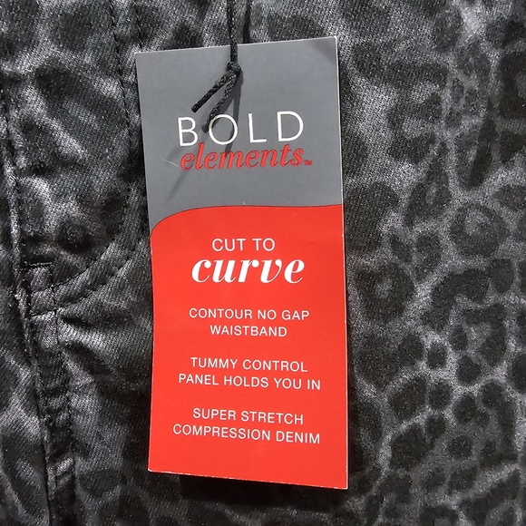 Leopard Print Jeans Curvy Skinny Push Up SHAPE & SLIM Black Gray Grey - Picture 8 of 14